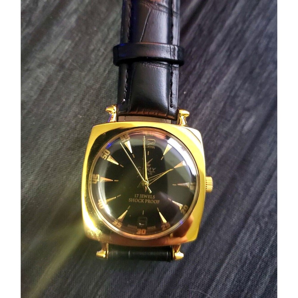 RARE Camy Geneve  Mechanical‎ Swiss Watch Restored Serviced GLD-BLK-BLK - Picture 3 of 8
